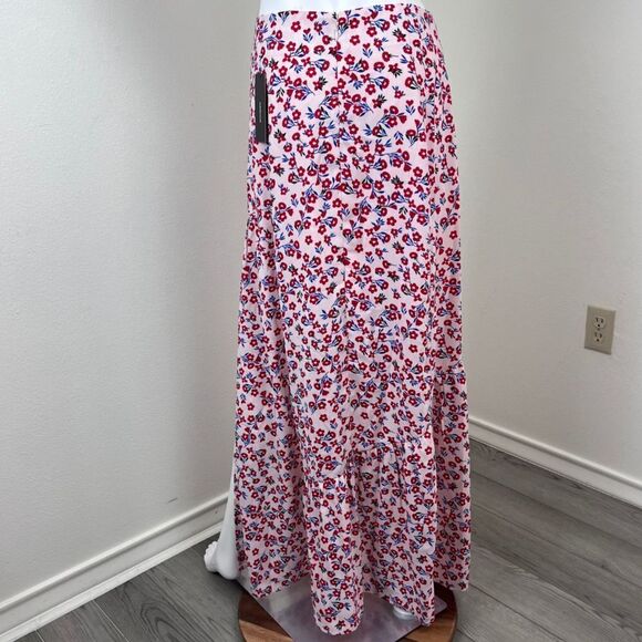 Lulus Size M Wandering Wonder Cotton Red High Rise Floral Maxi NEW Skirt Party - Picture 10 of 12